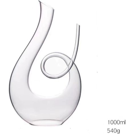 Carafe à Décanter en Forme de Cygne - Verre Soufflé à la Main Sans Plomb pour Vin Rouge - 1L (1/4)