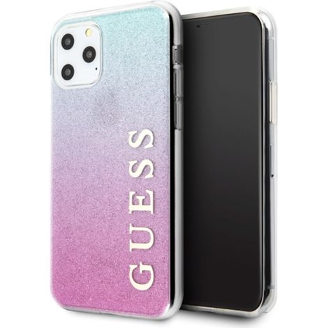 Coque rigide Guess GUHCN65PCUGLPBL pour iPhone 11 Pro Max, rose/bleu, à paillettes dégradées (1/4)
