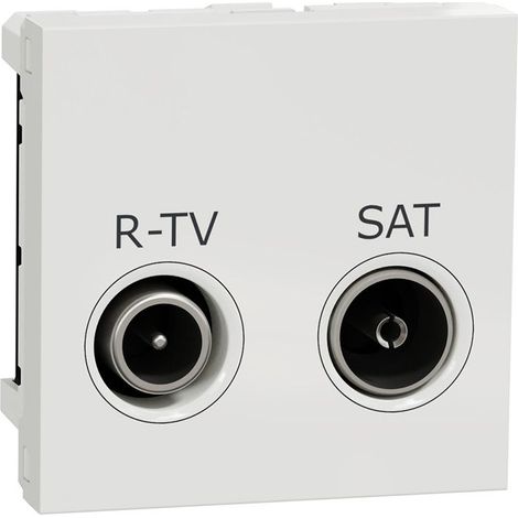 Unica - prise R-TV + SAT - individuel - 2 mod - Blanc - méca seul (NU345418) (1/3)