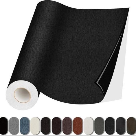 Patch de réparation en cuir, autocollant pour réparation du cuir, grand ruban adhésif en vinyle pour canapés, meubles,(Noir, 40 x 200 cm) (1/5)