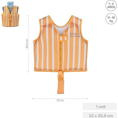 CHALECO NATACION NARANJA Y BLANCO RAYAS 12 AÑOS