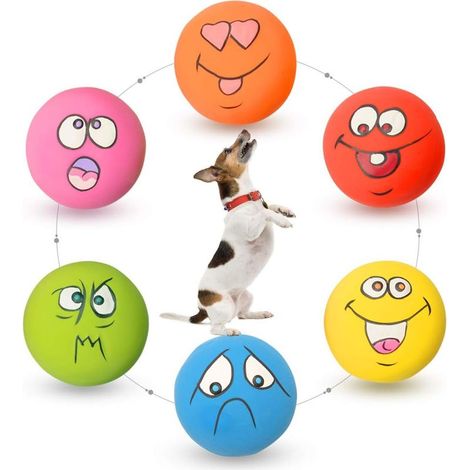 Jouets en caoutchouc souples pour chiens, jouets couineurs à mâcher pour chiots et petits animaux, 6 pièces pour mini et petites races, 5,8 x 5,8 x 3,3 cm (1/5)