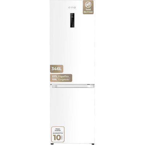 Frigorífico Combi EVVO F59B Glass Negro, Total No Frost, Motor Inverter, 344L, Diseño Cristal (1/5)