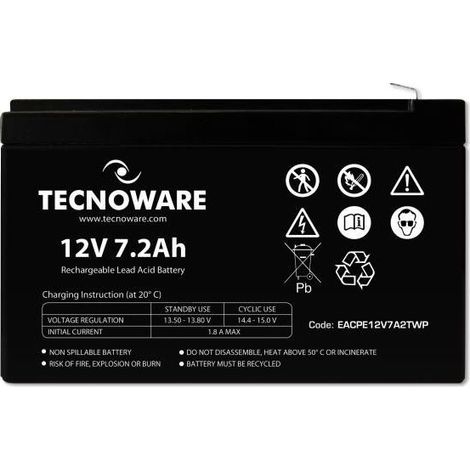 Tecnoware Batteria 12V 7,2Ah Faston 6,3 Mm EACPE12V7A2TWP (1/2)