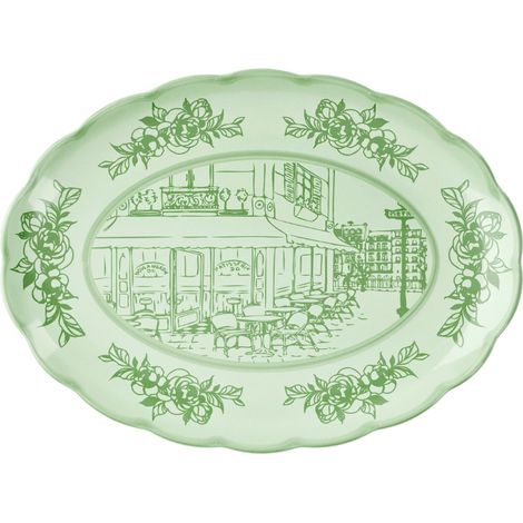 Vassoio ovale grande Josephine verde polvere (1/2)