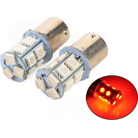 Ampoules LED rouges Ba15s r5w r10w 1157 5050 13SMD 1156 avec 13 puces SMD 5050 (lot de 2) argentées (1/5)