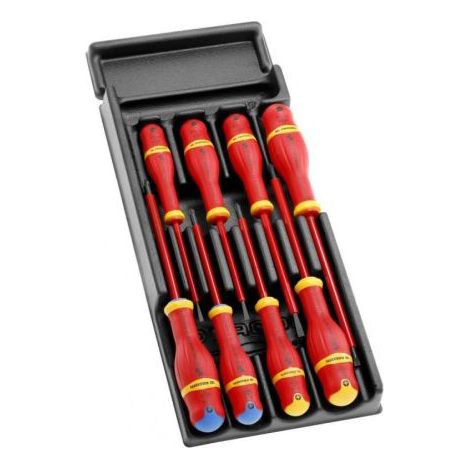Facom – Jeu de tournevis cruciforme 8 pièces – Tête fendue pour vis à tête fraisée – Longueur 100mm – Pour bois dur et teck (1/5)
