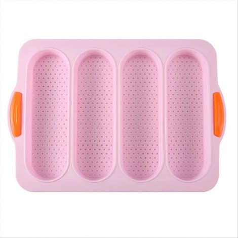 4 Slot français moule à gâteau français DIY petit moule à pain antiadhésif rose (1/5)