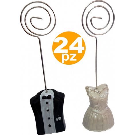 TrAdE Shop Traesio - 24 Segnaposto Clip Segnatavola Bomboniera Sposi Abiti Matrimonio Promessa Nozze -