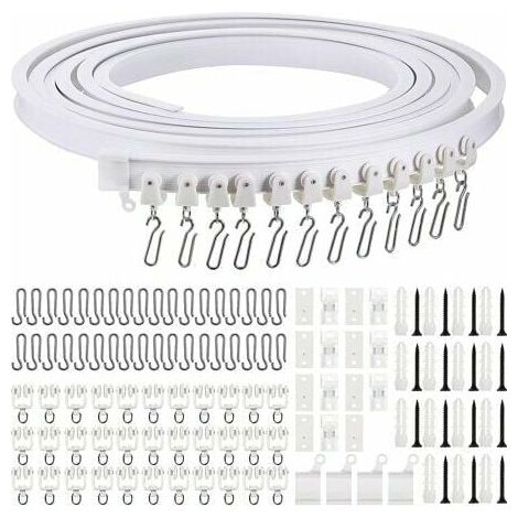 5 Meter Foldable Ceiling Curved Curtain Track Flexible Curved Curtain Track Soft Curtain Track for Curtain Track with Metal Curtain Hooks, Room Divider for Curtains (1/5)