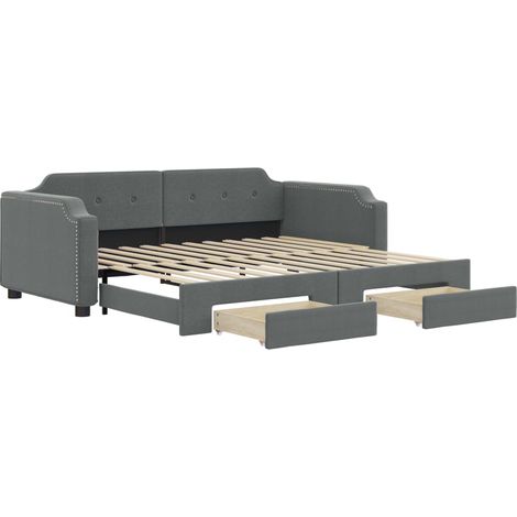 Maison Exclusive - Divano Letto Estraibile Cassetti Grigio Scuro 100x200cm Tessuto