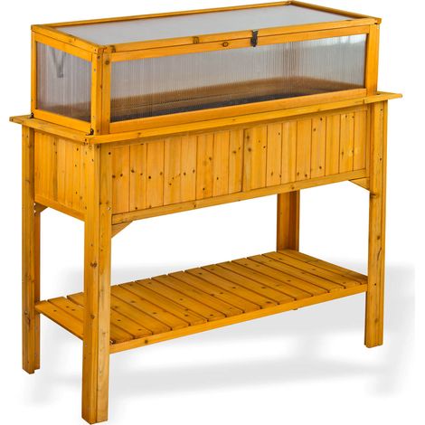 Holz Hochbeet Lucca mit Ablage und Frühbeet-Aufsatz Garten-Beet aus Nadelholz (1/7)