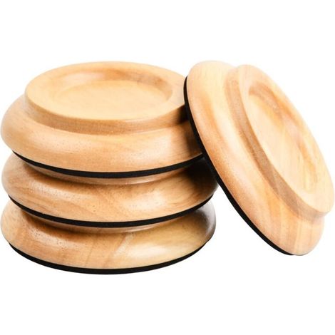4 Pieces Hardwood Piano Protectors, Upright Piano Protective Pads, Furniture Leg Protector Pads, Non-Slip Protective Pads for Carpet Floors (Natural) (1/5)