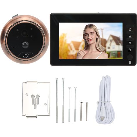 Visiophone intelligent 2MP 4.5 pouces avec œilleton vidéo, angle large 170°, vision nocturne infrarouge, 6 sonneries pour maison (1/5)