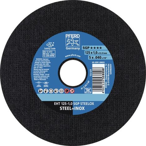 Disco de corte SGP STEELOX D125x1 mm recto INOX 22,23 mm taladrado PFERD (por 25)