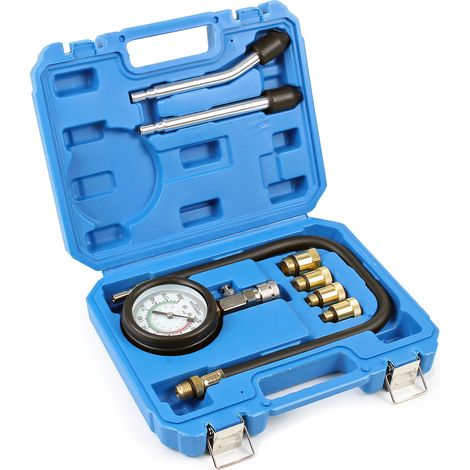 Wiltec Tester compressione motore per veicoli con motori a benzina, 0-20 bar, set da 8 pezzi con adattatori per ripristinare compressione motore (1/5)