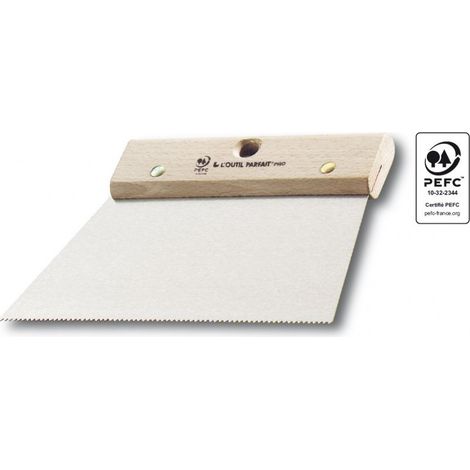 Gezahnte Spachtel 4 x 2,5 mm für die Anwendung von selbstverlaufendem Harz -30 cm, zähne : 4 mm x 2.5 mm