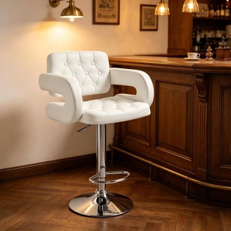 Siège/tabouret de bar confortable et réglable en hauteur, avec accoudoirs et dossier siège d'appoint pratique (assise seule). (1/5)