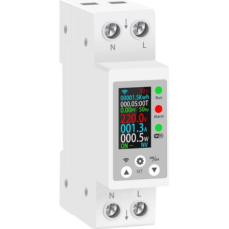 Compteur d'énergie Connecté WIFI, LCD Display Compteur Electrique Surveiller Intelligemment la Consommation,Protection d'alarme, Reclusion Automatique, Compatible avec Alexa/Tuya (1/5)