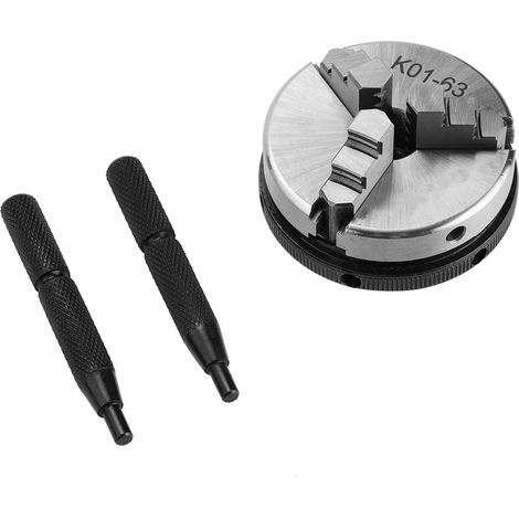 3-mors K01-63/M14 Mandrin de tour auto-centrant manuel pour travail du bois, 1 pièce (1/5)