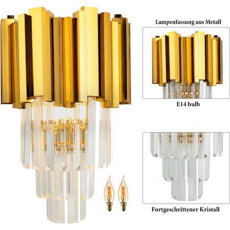 E14 Kristall Wandleuchte,LED Innen Wandlampe,Innenleuchte Beleuchtung Dekoration für Wohnzimmer Schlafzimmer Flur Esszimmer Restaurant Hotel küche