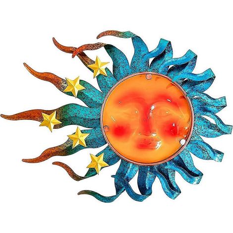 Décoration murale extérieure en métal pour patio, motif soleil à suspendre --- (1/5)
