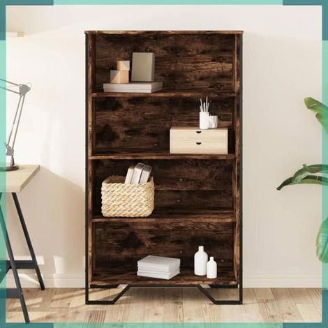 Bibliothèque - 848631 - chêne fumé - bois d'ingénierie & métal - 80 x 31 x 137,5 cm (1/5)