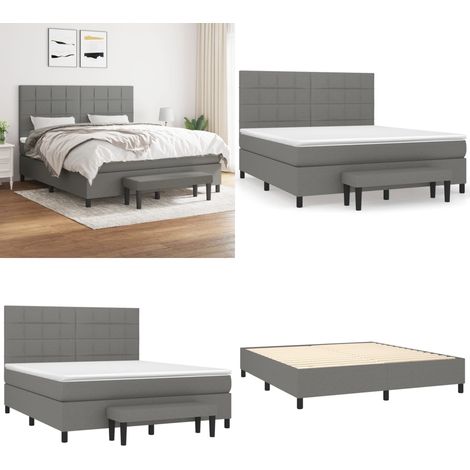 Boxspringbett mit Matratze Dunkelgrau 160x200 cm Stoff - Boxspringbett - Doppelbett - Bett Mit Lattenrost - Bettrahmen - Schlafraum - Home & Living (1/5)