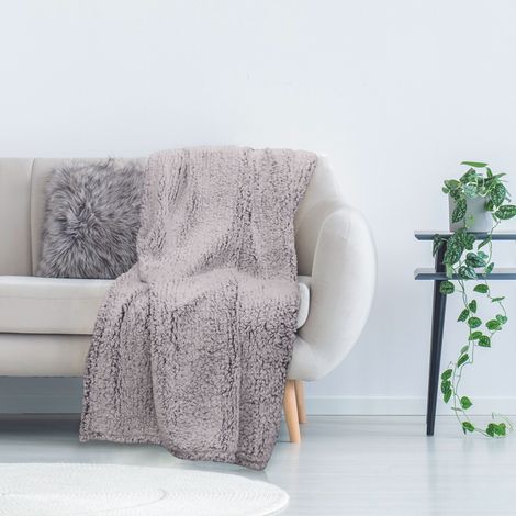 Plaid en sherpa gris 120 x 150 cm (1/5)