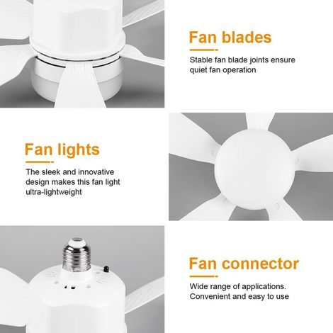 Ventilatore da soffitto con luce e telecomando, luce LED dimmerabile E27/E26, timer, 5 pale, silenzioso, 3 velocità, per soggiorno, ufficio, dormitorio, camera da letto (bianco 42 cm) (1/5)