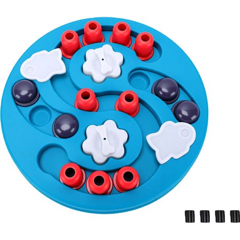 Jeu interactif pour chien, jouet Puzzle, bol à alimentation lente, distributeur de friandises, entraînement mental pour animaux de compagnie, labyrinthe bleu (1/5)