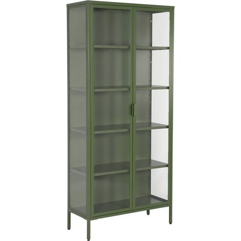 sweeek - Schrank aus Stahl und gehärtetem Glas, 2 Türen, 180 cm