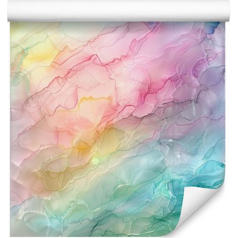 Papier peint crème, corail et encre de mer pour salon et chambre 50x1000 cm (1/5)
