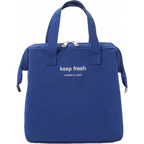 Sac isotherme repas uni Oxford imperméable fermeture métal zippée portable déjeuner transport navette bleu roi (1/5)