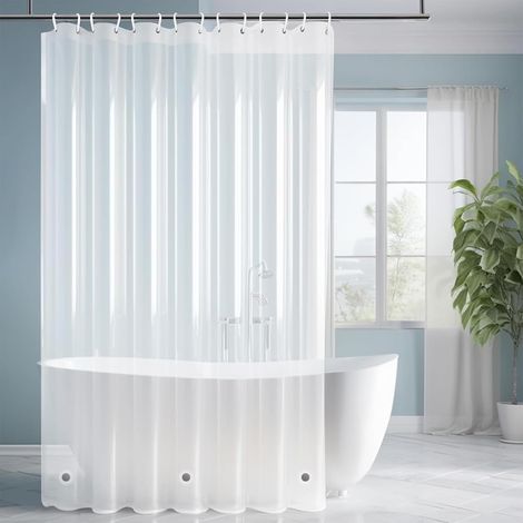 PEVA Rideau Douche Anti Moisissure Imperméable 180x180cm Transparent, Avec 12 Crochets Lavable Ourlet Lesté Étanche,Antibactérien Séchage Rapide,Rideau Baignoire pour Salle de Bain, pour Baignoire (1/5)