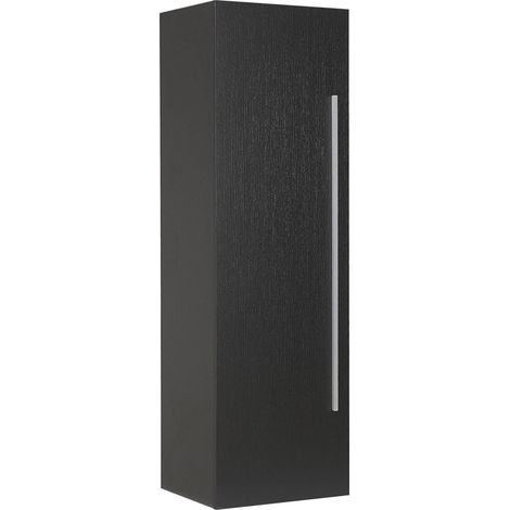 Armoire de Salle de Bains Noire à 3 Etagères Rangement en MDF 132 x 40 x 35 cm Mataro (1/5)