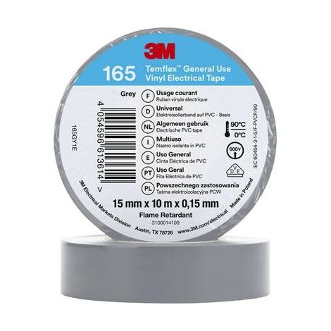 3M Temflex™ 165 165GY1E Nastro isolante Temflex™ 165 Grigio (L x L) 10 m x 15 mm 1 pz.