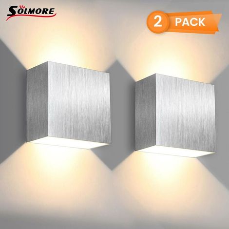 VURAHOME - Lot de 2 Applique murale Lampe Moderne interieur/extérieur LED 6W 3000K 500LM L.10 x l.5 x H.9.5cm (1/5)