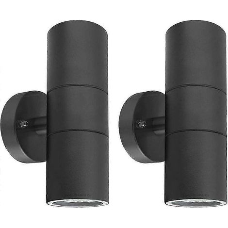 2 appliques murales doubles d'extérieur en acier inoxydable noir IP65, lampe de jardin ZLC035B (1/5)