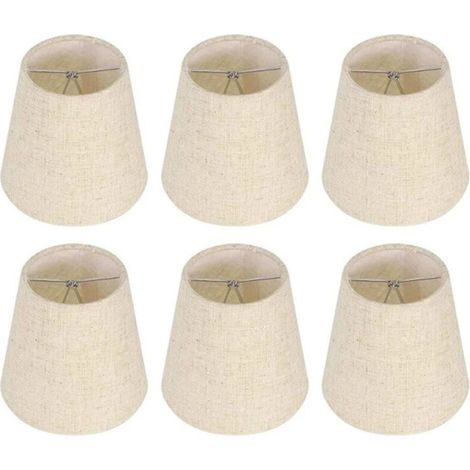 Lot de 6 Abat-jours à Pince en Toile de Jute Naturelle - EINNENFFER - Dimensions 3 x 5 x 4,5 cm pour Lustre, Design Élégant et Installation Facile (1/5)