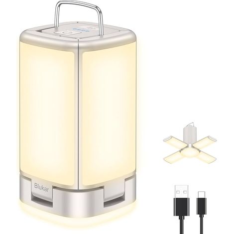 Lanterne Camping Rechargeable, Lampe Camping 116 LED Super Brillant 360°-Pliable 7 Modes d'éclairage 10H+ d'autonomie-Eclairage Portable Lampe Tente pour Pêche/Urgence (1/5)