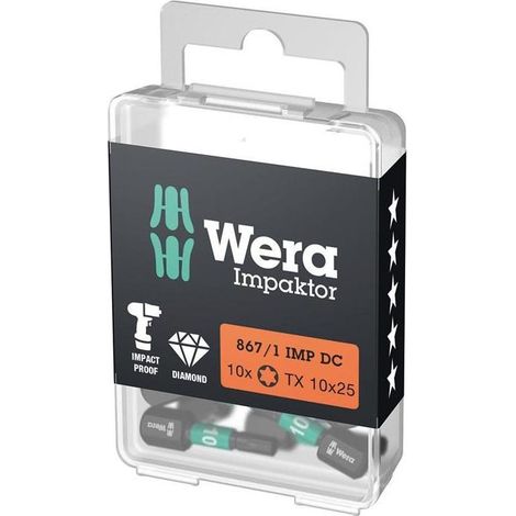 Wera 867/1 IMP DC Impaktor TX Bits, TX 10, Länge 25 mm 10 Stk