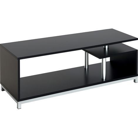 Mueble TV, moderno, con estantes, negro, 114 × 40 × 40,5 cm, 21 kg, de madera (1/5)