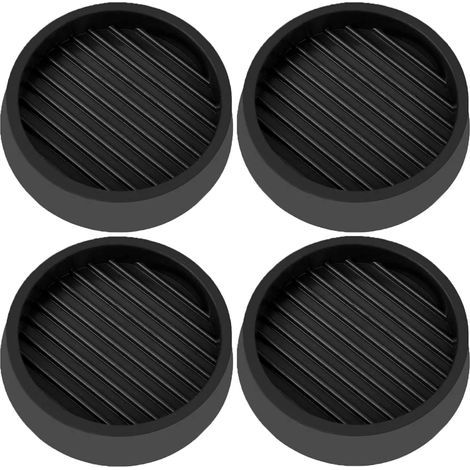 Ciel-Lot de 4 patins ronds antidérapants en caoutchouc pour meubles, protections de sol pour lits, canapés, tables et chaises, 7.5 cm, noir (1/5)