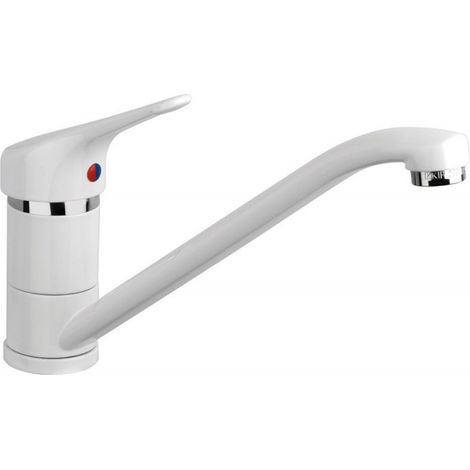 Schläfer 5104110 Rubinetto per Cucina Bianco Triest, Miscelatore Monocomando per Lavello con Beccuccio Girevole a 360°, Connettori G 3/8 Pollici, Rubinetti per lavelli da Cucina, Ottone/Bianco (1/5)