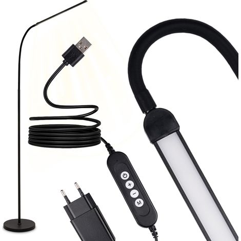Lampada da tavolo a LED da terra 14W CCT dimmerabile con regolazione dell'altezza LONGA 2 Nero LUMILED (1/5)