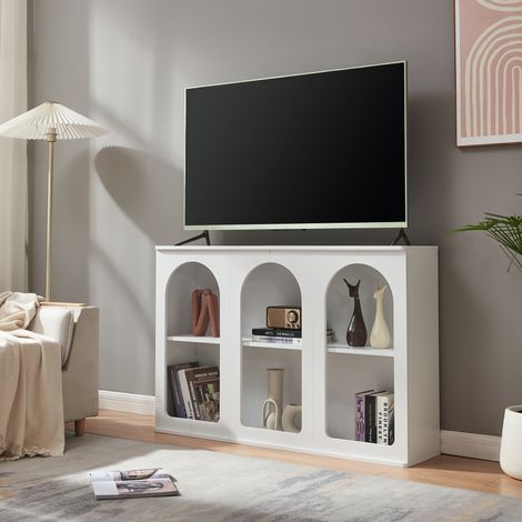 Credenza Trorhun Mobile Contenitore con Ripiano 120x30x80 cm - Bianco [en.casa]