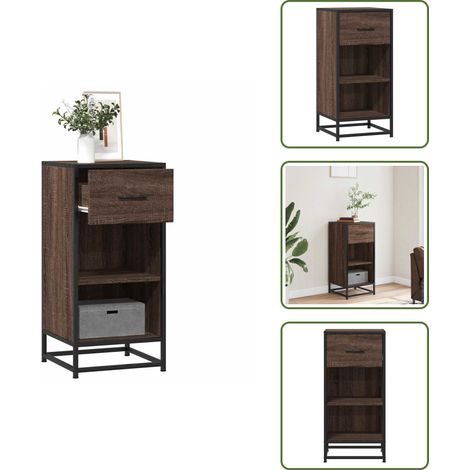 The Living Store Aparador madera ingeniería y metal marrón roble 35,5x35x76 cm - Aparador industrial
