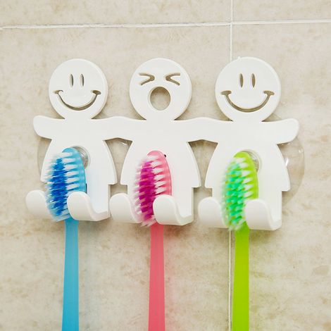 Joli porte-brosse à dents à ventouse pour fixation murale dans la salle de bain (1/5)
