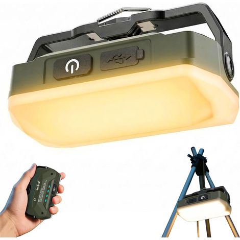 Lampe Camping 4000mAh, Lampe de Camping Rechargeable, Type-C, 3 Sources de Lumière, Intensité Réglable en Continu, Mode Lumière Rouge d’Urgence, IP44, pour Camping, Outdoor et Urgences (1/5)